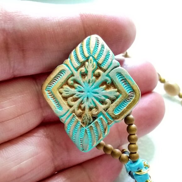 Patina-Painted Loop & Button Bracelet ~ Boho Southwestern Casual Summer Vibes - Picture 6 of 9